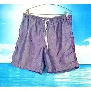 TOMMY HILFIGER Men BLUE Bathing Swimsuit shorts LINED Lightweight POCKET size Lg
